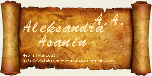 Aleksandra Ašanin vizit kartica